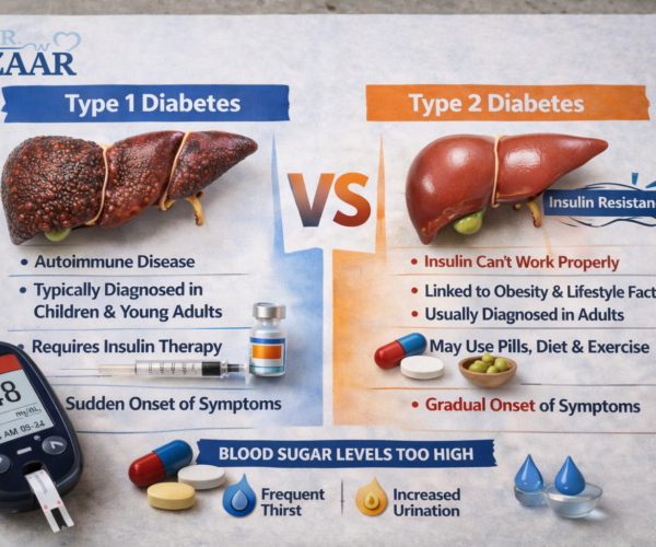 difference between type 1 and 2 diabetes