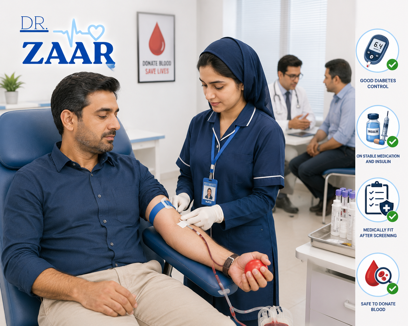 Can diabetic patient donate blood
