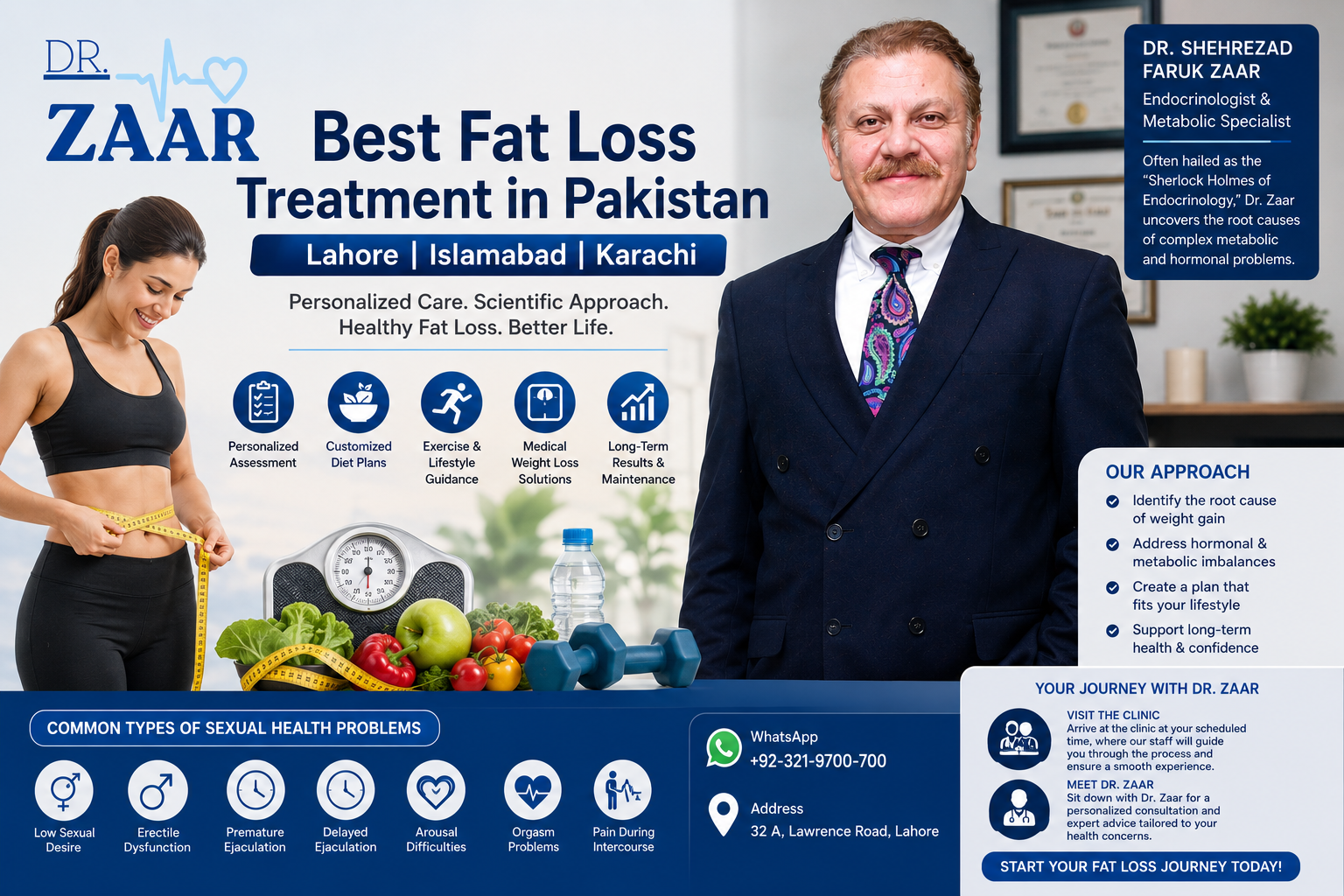 Best Fat Loss Treatment in Pakistan Lahore Islamabad Karachi - Personalized Fat Reduction, Metabolic Health, Hormonal Assessment & Sustainable Weight Management Dr. Zaar