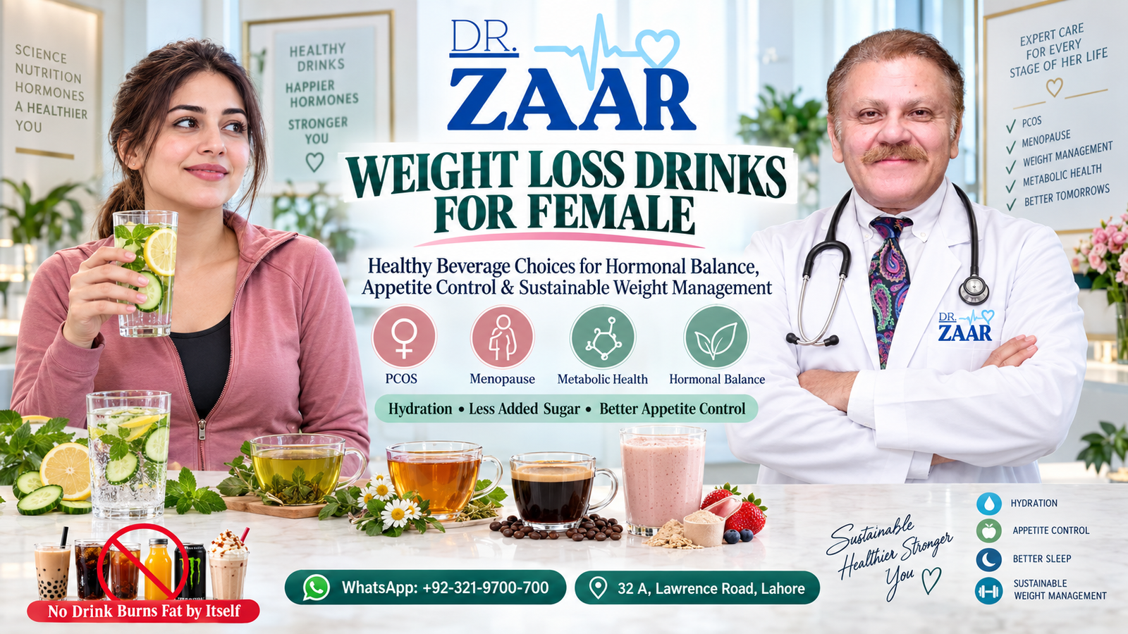Weight Loss Drinks for Female, Healthy Beverage Choices for Hormonal Balance, Appetite Control & Sustainable Weight Management